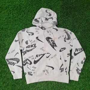 NIKE Scribble Doodle AOP Hoodie Small 22x23 Just Do It Boxy Sketch Swoosh